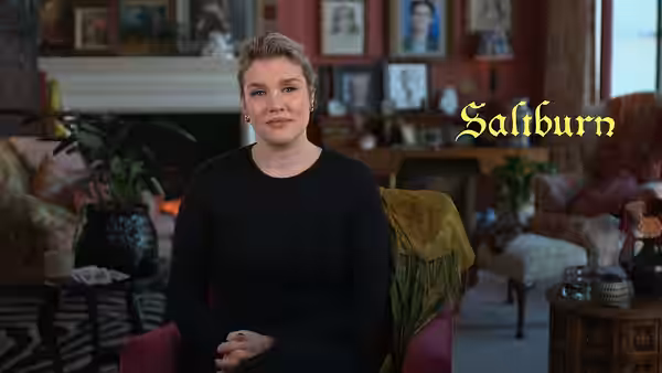 Filmmaker Emerald Fennell in an interview for the movie Saltburn in 2023.