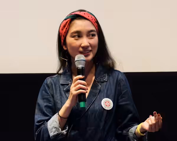 Shiori Ito während eines Q &amp; A beim Filmfest München, 2024. Sie stellt ihren Film „Blackbox Diaries“ vor