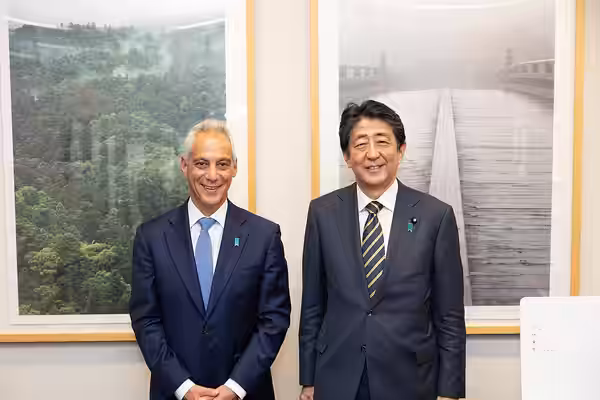 Rahm Emanuel and Shinzo Abe, March 2022