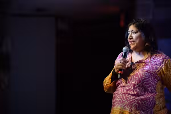 Gurinder Chadha at the premiere of Blinded by the Light during the Montclair Film Festival 2019.