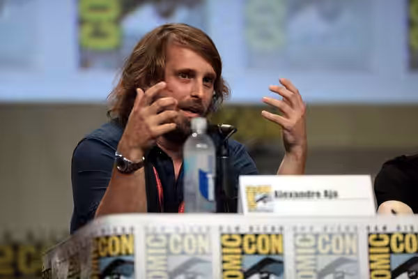 Alexandre Aja speaking at the 2014 San Diego Comic Con International, for "Horns", at the San Diego Convention Center in San Diego, California. Please attribute