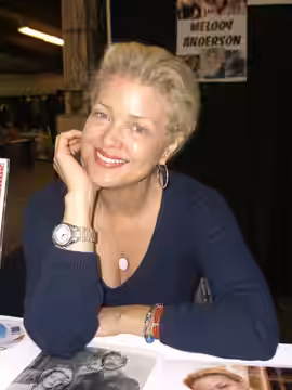 Actor Melody Anderson at the Big Apple Convention in Manhattan. This photo was created by Luigi Novi. It is not in the public domain, and use of this file outsi (2009)