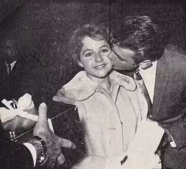 Brenda Lee, kissed by Fabian Forte, 1961