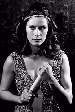 Photo of Susan Clark as Lady Macbeth. In 1972, Clark was a guest artist of the Seattle Repertory Theatre, where she performed in this role.