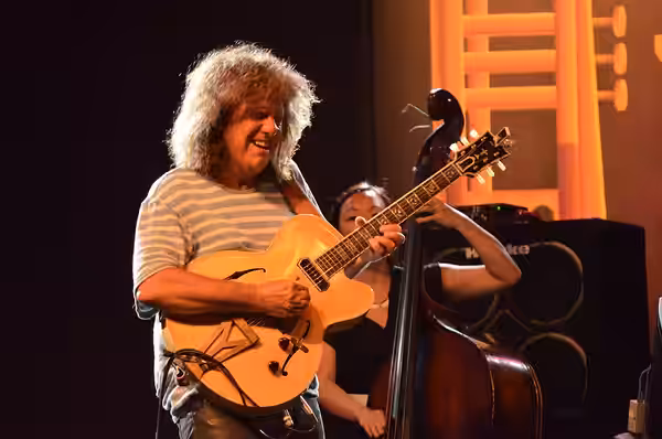 Concert of Pat Metheny with the group Unity - Gwilym Simcock (piano) Linda May Han Oh (contrabajo) Antonio Sanchez (batería) - at San Javier International Jazz  (2018)