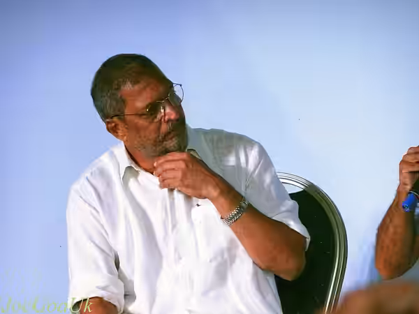Nana Patekar with Sachin Chatte at IFFI Next Gen Bioscope village, Goa, India (2017)