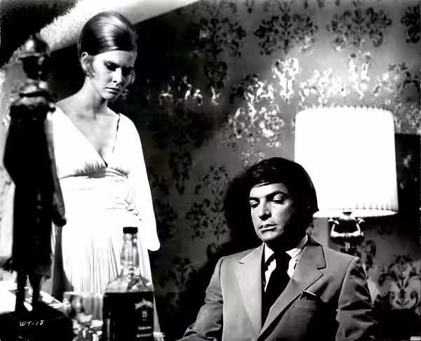 Press photo of Rosemary Forsyth and Robert Drivas in 1969 movie Where It's At