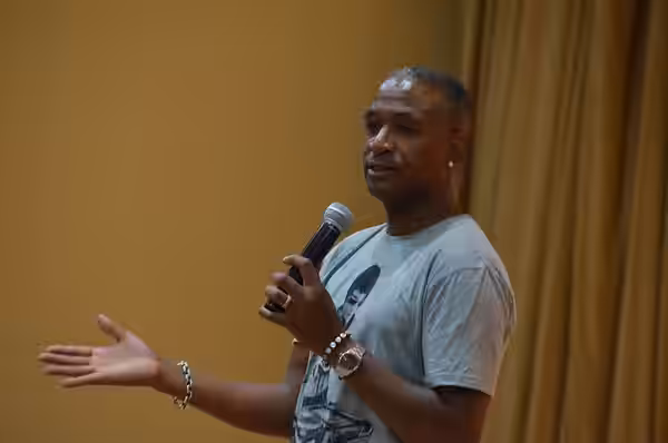 Comedian Tommy Davidson provides his humorous perspectives on shopping, 24-hour television, and more, during his performance at the Rock Theater, Aug. 13. (US A (2016)