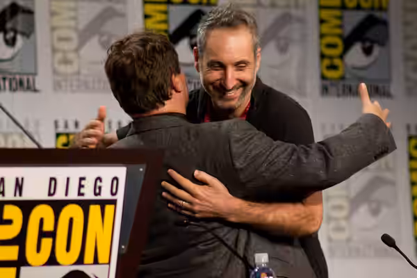 Jack Black and Rob Letterman at the Goosebumps panel at the 2014 Comic-Con International