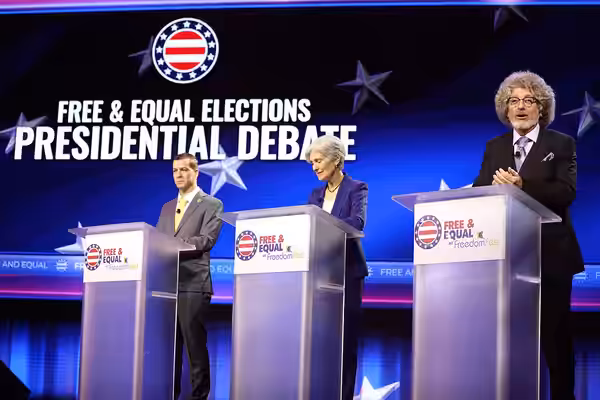 Libertarian Party presidential nominee Chase Oliver, Green Party presidential nominee Jill Stein and Constitution Party presidential nominee Randall Terry speak (2024)