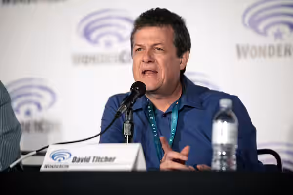 David Titcher speaking at the 2016 WonderCon for Houdini and Doyle at the Los Angeles Convention Center in Los Angeles, California.