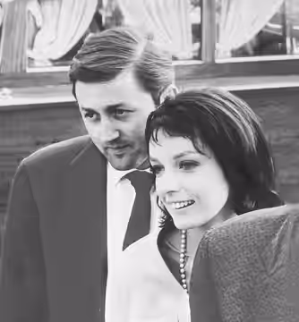 The Actress And Singer Marie Laforet And The Director Jean-Gabriel Albicocco (From Left To Right), Her Future Husband, At The Venice Festival On August 24, 1961