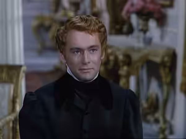 Maurice Ronet in una scena del film Casta Diva (1954), girato in Italia.
