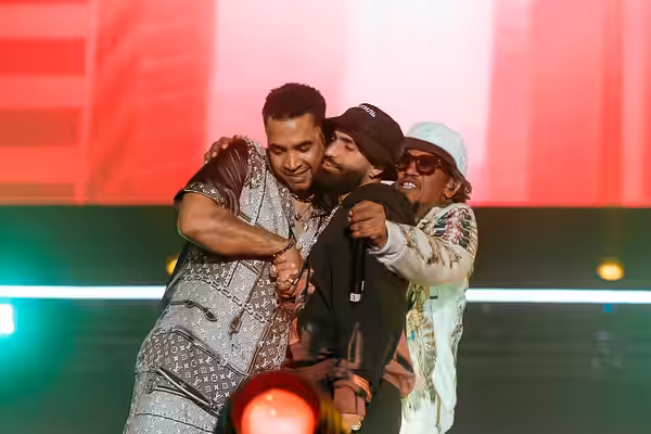 Don Omar, Arcangel and Tego Calderon at sharing the stage at Baja Beach Fest 2023. 2023121410011691