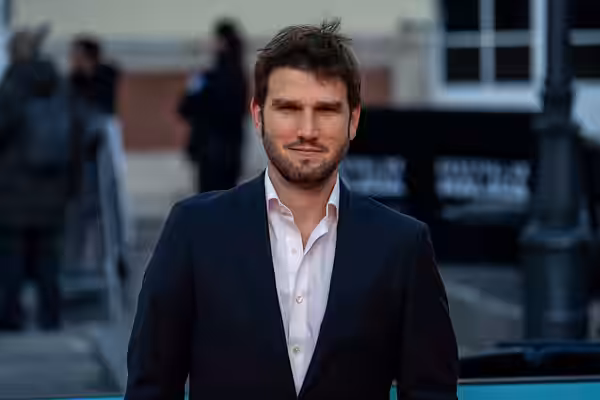 Lucas Vidal at the Red Carpet of the Malaga 2026 Festival next to Cervantes Theater