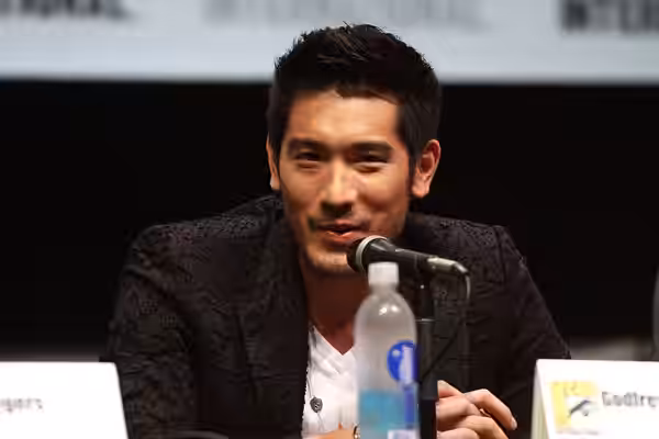 Godfrey Gao speaking at the 2013 San Diego Comic Con International, for "The Mortal Instruments: City of Bones", at the San Diego Convention Center in San Diego