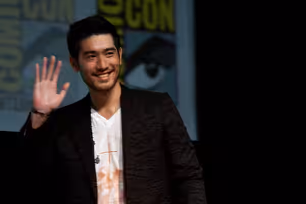 Godfrey Gao speaking at the 2013 San Diego Comic Con International, for "The Mortal Instruments: City of Bones", at the San Diego Convention Center in San Diego