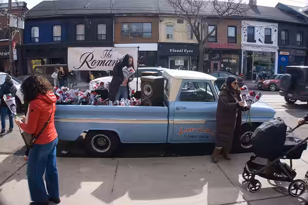 This truck, promoting Bruno Mars' new album The Romantic, was handing out roses to passerby. Lou-Lou's Flower Truck. (2026)