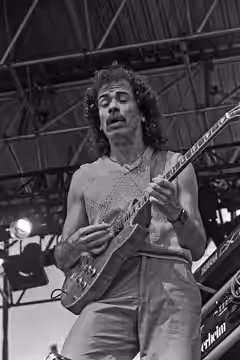 Santana beim gemeinsamen Auftritt mit Joan Baez und Bob Dylan(welche Mischung!) , Hamburg, Mai 1984