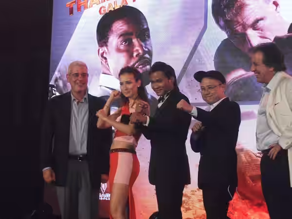 Press conference of Skin Trade. (2015)