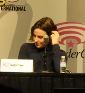 Antje Traue at a Pandorum panel discussion at WonderCon 2009.