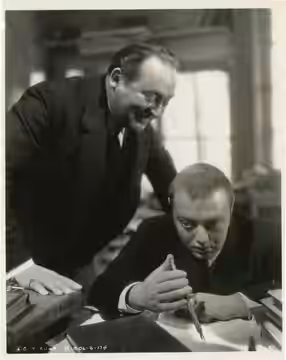 Crime and Punishment (1935). Josef von Sternberg, director. Left to right: Edward Arnold, Peter Lorre. Columbia Pictures