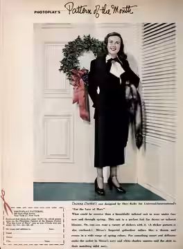 Deanna Durbin's suit was designed by Orry-Kelly for Universal's For the Love of Mary, 1948