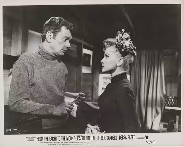 Joseph Cotten and Debra Paget in From the Earth to the Moon, 1958