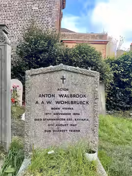 Grave of Anton Wallbrook at the Additional Burial Ground of St John-at-Hampstead (2021)