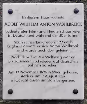 Memorial plaque, Adolf Wilhelm Anton Wohlbrück, Waltraudstraße 17, Berlin-Dahlem, Deutschland (2023)
