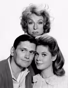 Main cast photo from the premiere of the television progam Bewitched. At top is Agnes Moorehead as Endora, the mother of Samantha Stephens. Left is Dick York as (1964)