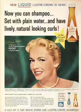 Lustre Crème Shampoo ad with Vera Miles, 1960.