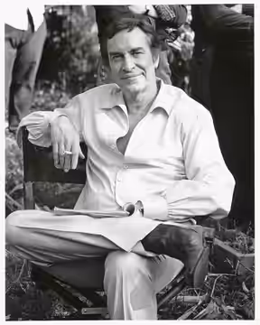 January 26, 1983. A closeup, full view photo of actor Martin Landau who guest starred in an episode of the TV series "Matt Houston" that starred actor Lee Horsl (2019)