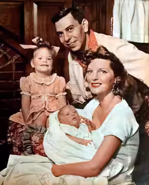 Jack Webb and Julie London (Julie Web) with Stacy and Lisa, 1953