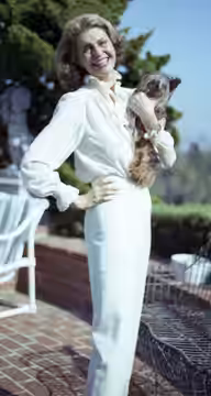 Cyd Charisse on her terrace in Hollywood (1987)