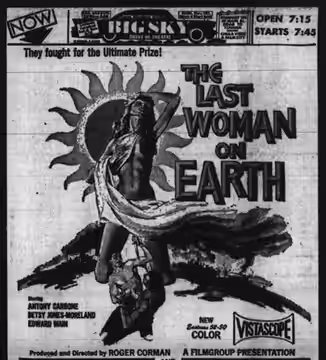 Big Sky Drive-In theater advertisement for the science fiction film Last Woman on Earth (1960), from the 15 September 1960 National City Star-News.