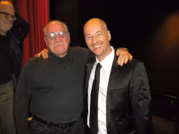 Jim Boeven (right) at The Canyons premiere with Paul Schrader (2013)