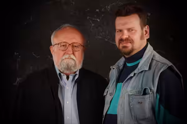 Krzysztof Penderecki &amp; Jarosław Pijarowski before "The dream Off Penderecki" album. (2010)