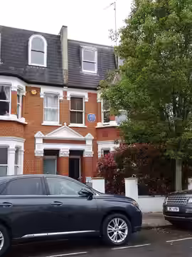53 Caithness Road, Hammersmith, London, W14 0JD. JOHN OSBORNE 1929–1994 Playwright lived here in a ground floor flat 1951–1955 (2021)
