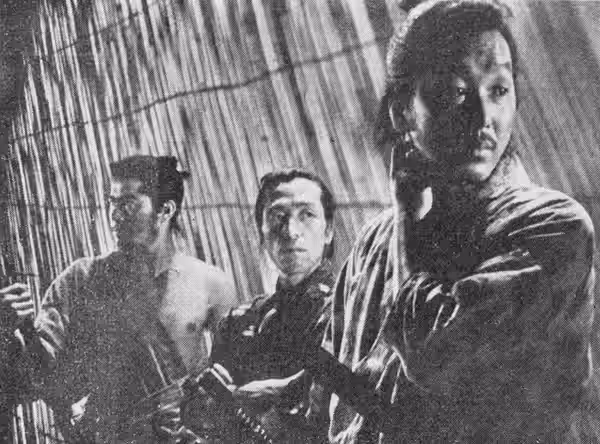 『七人の侍』。左から三船敏郎、宮口精二、千秋実。 (1953)