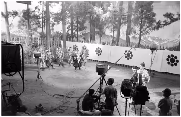 Shooting of «The Men Who Tread on the Tiger's Tail», directed by Akira Kurosawa, september 1945.