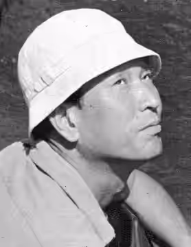 Akira Kurosawa (March 23, 1910 – September 6, 1998) was a Japanese film director, screenwriter, producer, and editor. 1953 photo, on the set of Seven Samurai. T