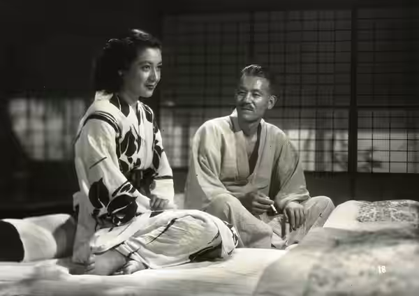 Setsuko Hara and Chishu Ryu in the Japanese motion picture Late Spring (1949).