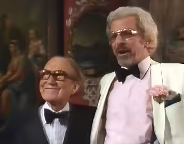 Arthur Askey and Barry Cryer performing in The Green Tie on the Little Yellow Dog (1982)