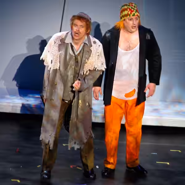 Image of comedians David Mitchell and Robert Webb from their The Two Faces of Mitchell and Webb live stage show. (2006)