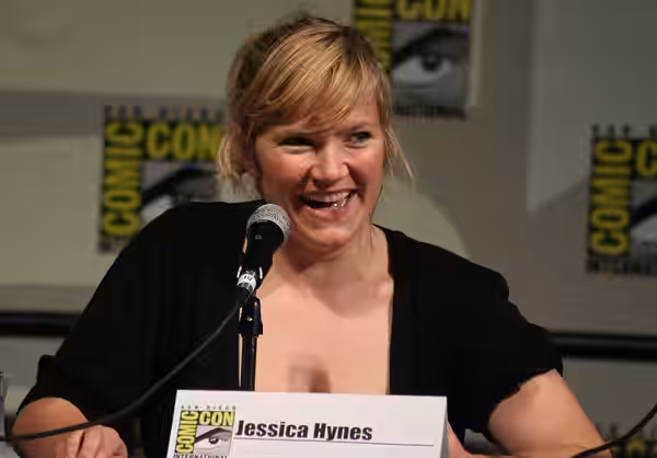 Jessica Hynes, at the 2008 Comic-Con Spaced panel.