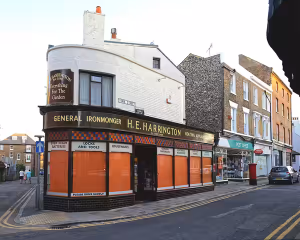 Harringtons General Ironmonger, the hardware shop the inspiration for the 'Four Candles' Two Ronnies sketch, written by Ronnie Barker, at Broadstairs in Kent, E (2016)