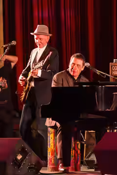 Jools Holland performing at the second Gibraltar International Jazz Festival held at the Queen's Cinema in October 2013.