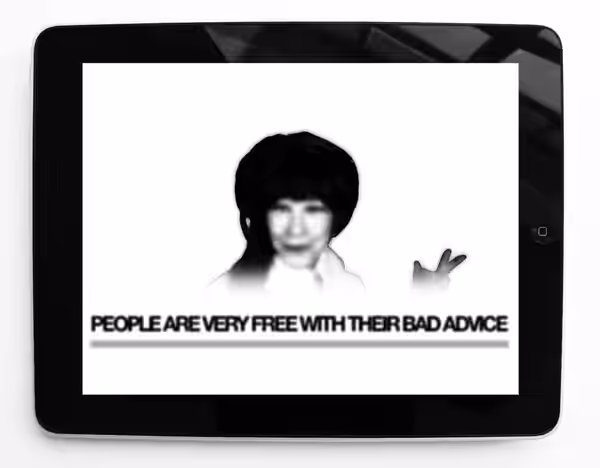 British Actress Fenella Fielding reflects on the risks of taking other people's advice in metaFenella by public artist Martin Firrell (2014)