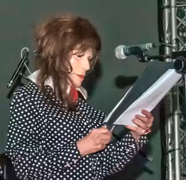 Photographed at the opening of Homotopia 2015 at Camp and Furnace on 29th October 2015. Fenella Fielding —"England's first lady of the double entendre"—is an En